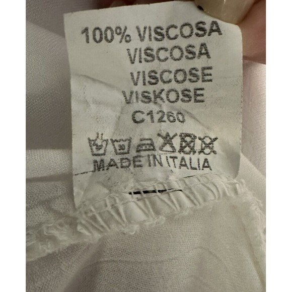 Womens White Blouse Made in Italy Embroidered Floral Eyelet Boho Tunic Sz L? EUC - Picture 6 of 7